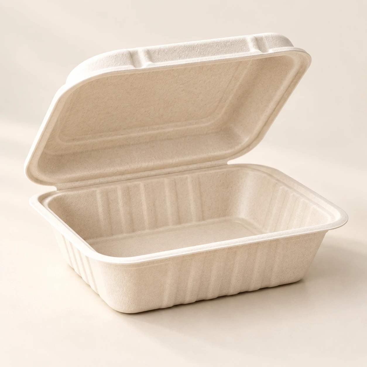 9 x 6 inch White Bagasse Lunch Box