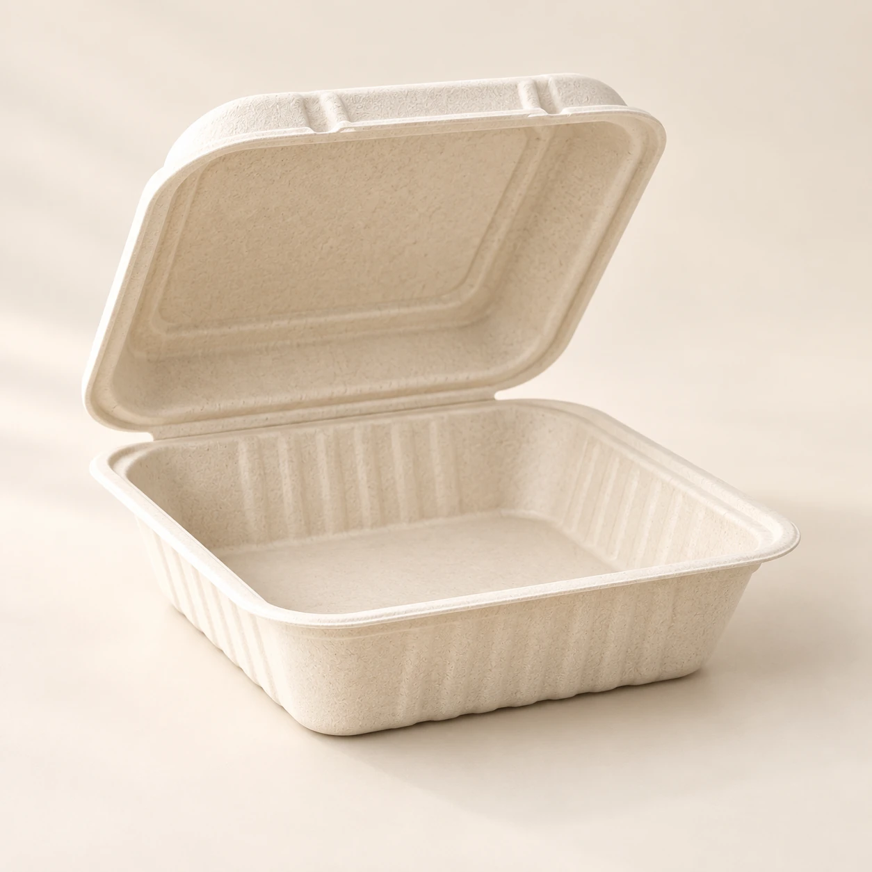 9 x 9 inch White Bagasse Meal Box